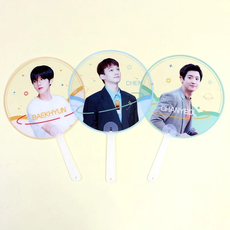 

Kpop EXO Mini PVC Transparent Hand Holder Fan Summer Cute Gift