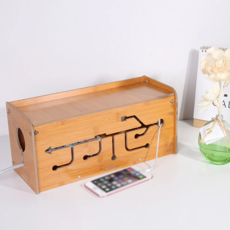 

Bamboo and Wood Color WiFi Storage Box Multi-function Case Wireless Cable Router Shelf Organizer Europe