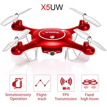 SYMA X5UW Somatosensory Control UAV Drone with Wifi 720P Camera HD Quadcopter 6 Axis 4CH 2.4GHz Smart RC Helicopter Red Color