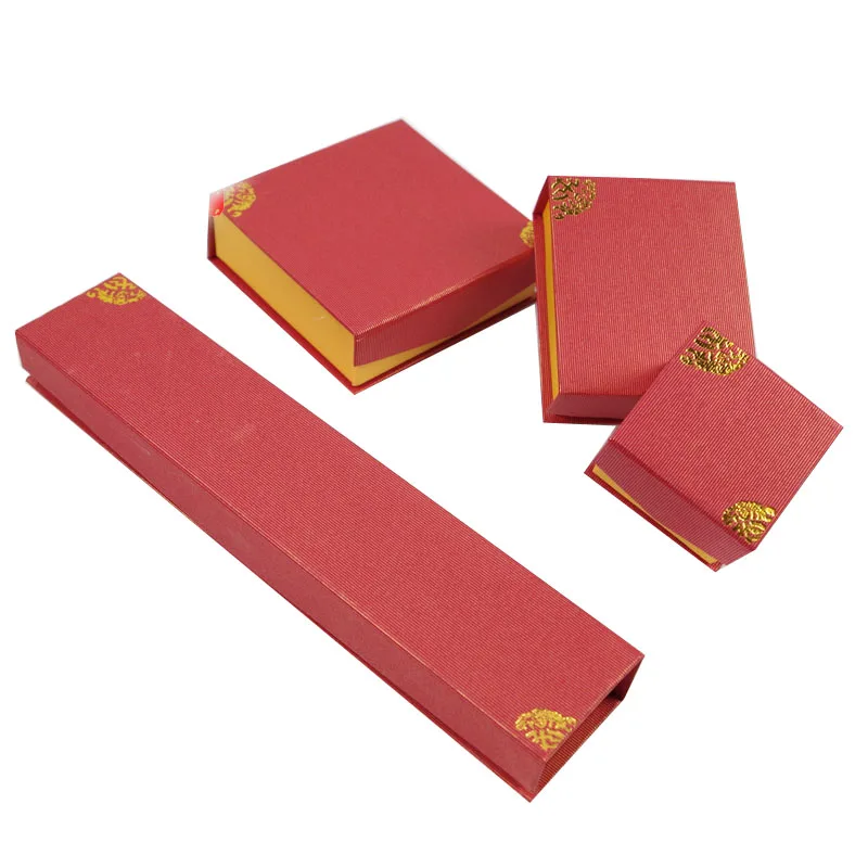 

High Quality Box For Jewelry wholesale 50pcslot Red Ring Earring Necklace Bracelet Gift Packaging Boxes Jewelry Paper Boxes