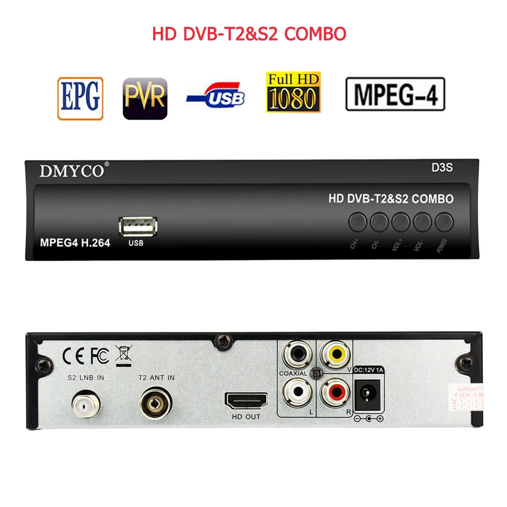 Спутниковый ТВ приемник HD цифровой DVB T2 S2 тюнер Полный 1080 P H.264/MPEG 4 FTA наземного