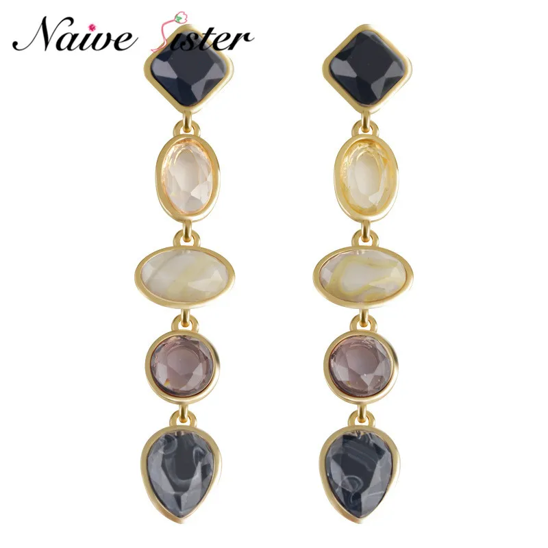 

New Arrival Long Pendientes Dangle Earring Resin Alloy Drop Earrings For Women Geometric Shape Charm Jewelry Factory Wholesale