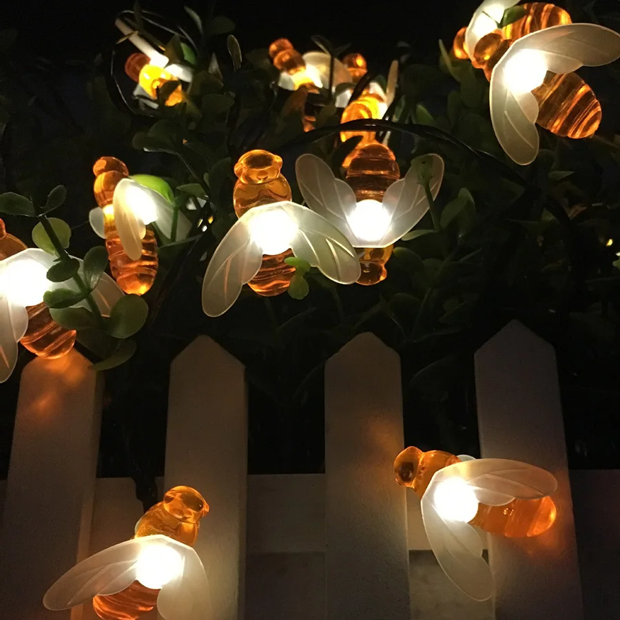 

HANMIAO 20LED Solar Light Outdoors Bee Shaped Waterproof Solar Garden Light Patio Yard Lawn Christmas Tree Holiday Decoration 35