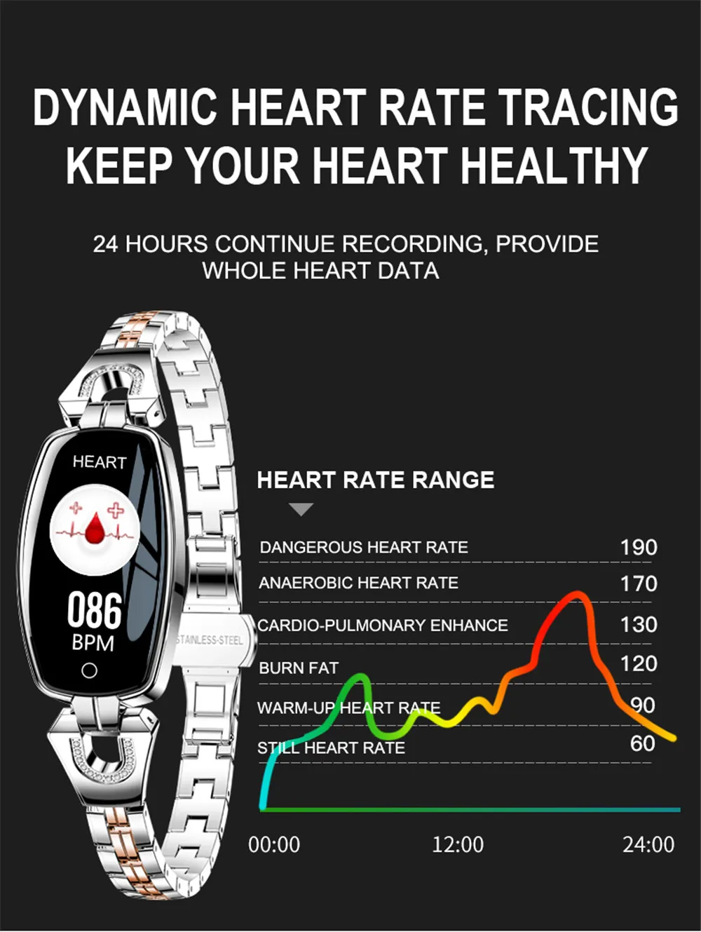 Умный Браслет H8, женский браслет, измеритель артериального давления, пульсометр, фитнес-трекер, IP67, водонепроницаемый смарт-браслет, женские умные часы