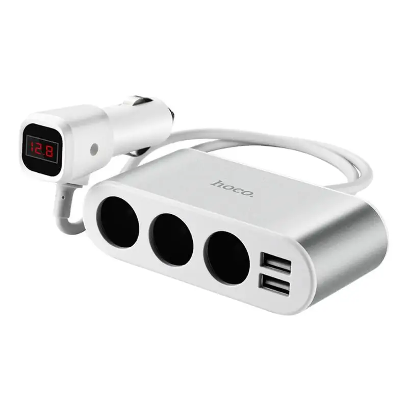 Автомобильное зарядное устройство HOCO Z13 с двумя USB портами 2 1 А 3 розетки