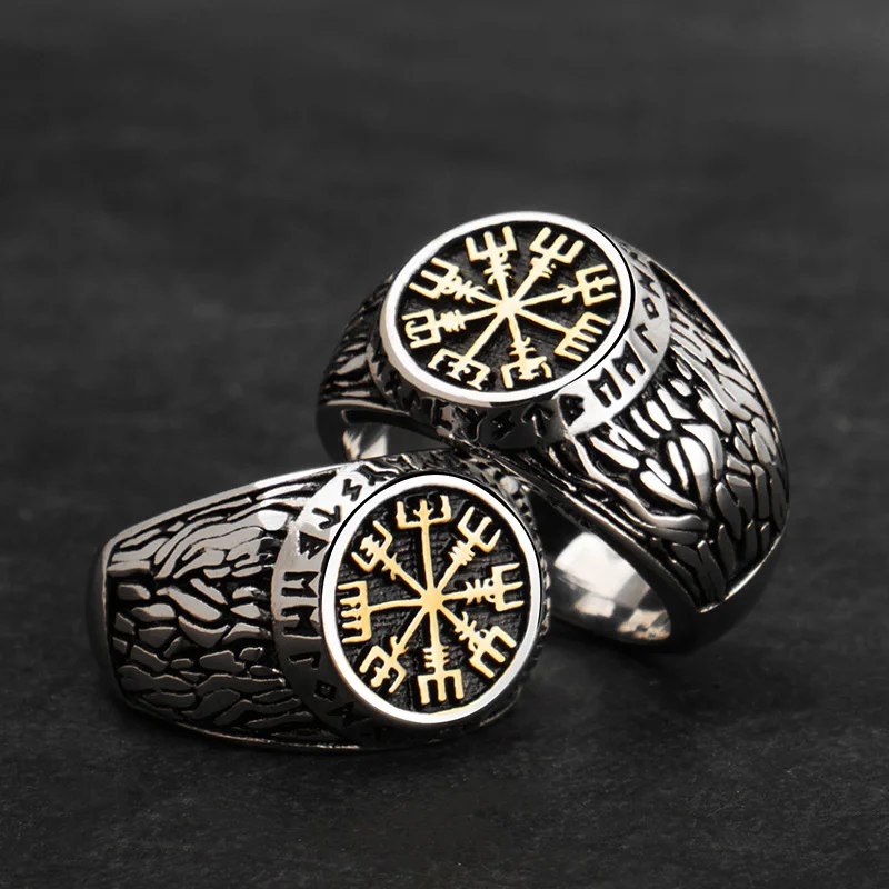 

Nordic mythology Viking rune stainless steel rings for man and women Index Ring fashion jewelry
