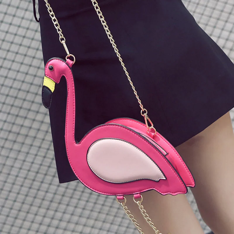 

Fashion Women Flamingo Bird Style Shoulder Bag Chain Cross Body Bag Casual PU Leather Mini Bags Purse FA$B Women bag
