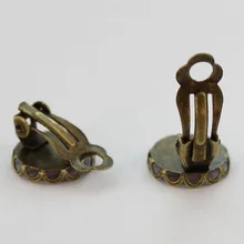 60 шт состаренная бронза 12 мм Кабошон Настройки клип на серьги#22959