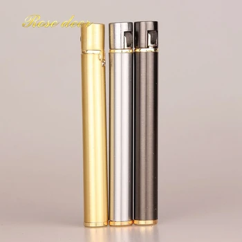 

( Lighter No gas)Slim pipe gas lighter,Inflatable butane flame wheel metal lighter,Men smoking cigarette