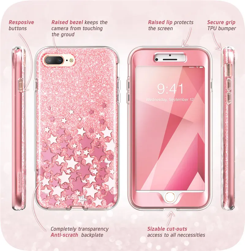 Для Apple iPhone 7 Plus/8 Plus чехол 5,5 дюймов i-Blason Cosmo полностью мраморный розовый Бампер чехол со встроенным протектором экрана