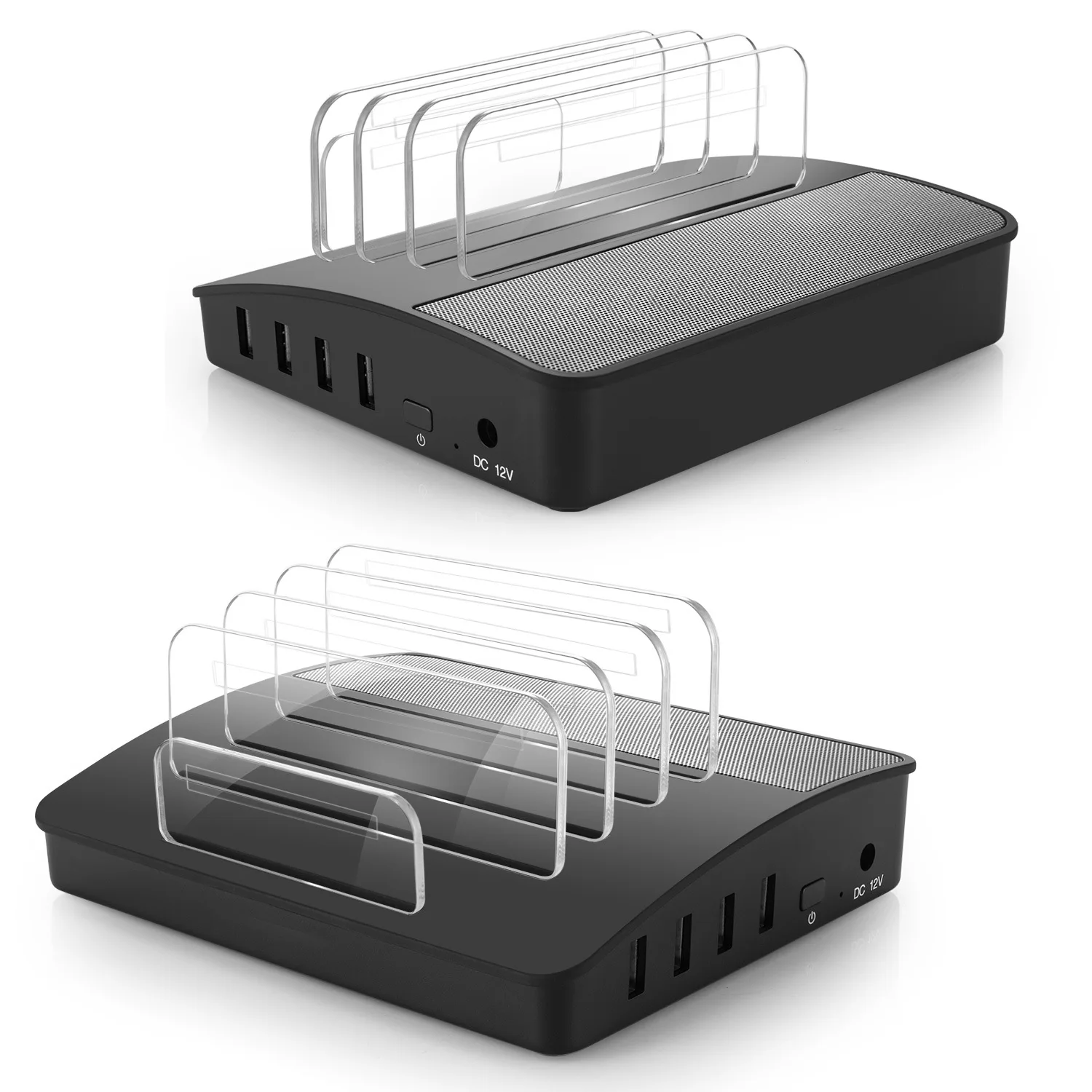 

Quick Charging Station Dock Stand Holder 4 Ports Multi Function Universal USB Charger With Bluetooth Speaker For iPhone Samsung