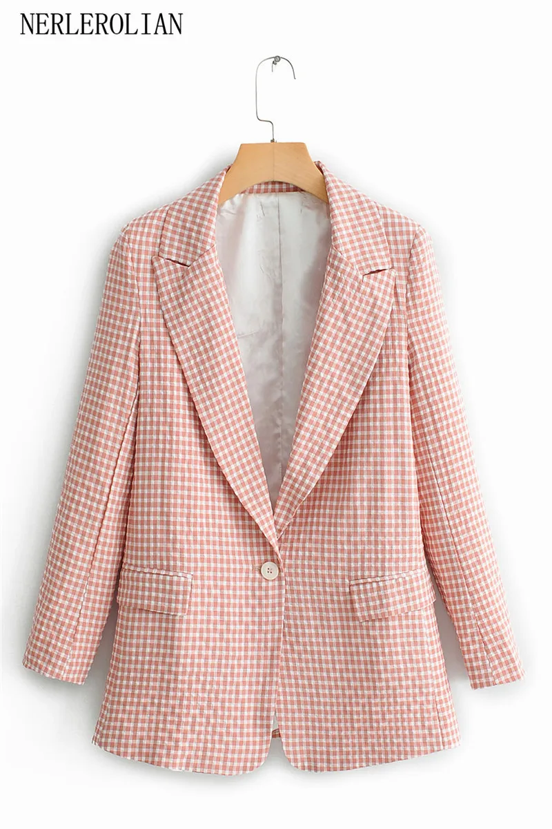 

NERLEROLIAN 2019 autumn European and American casual long-sleeved one button in the long suit jacket female