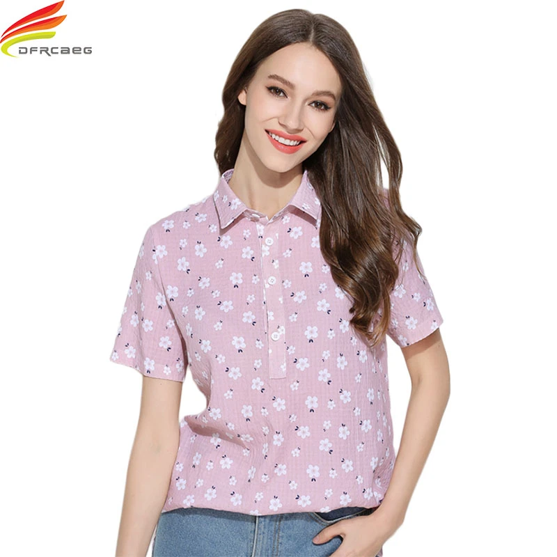 Floral blusa camisa verano 2018 nueva manga corta algodón camisas mujeres más tamaño 5XL camisas y blusas Top de verano tamaño grande|Blusas y camisas| - AliExpress