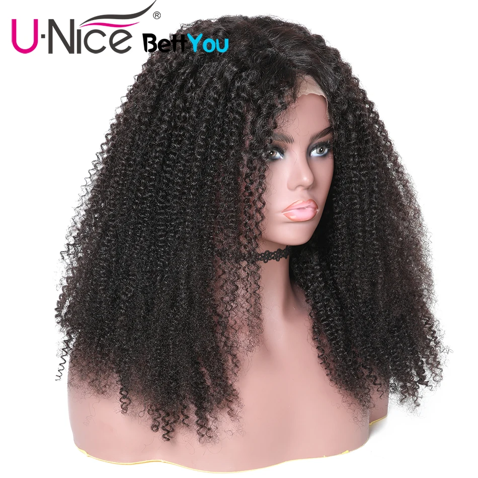 Волосы UNICE афро кудрявые человеческие волосы парик 150% плотность бразильские кружевные передние человеческие волосы парики Remy 360 кружевные передние парики