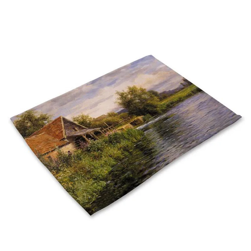 Акварельная картина Деревенский коврик из ткани, декоративный коврик для стола, кухонный гарнитур H322 - Цвет: 7