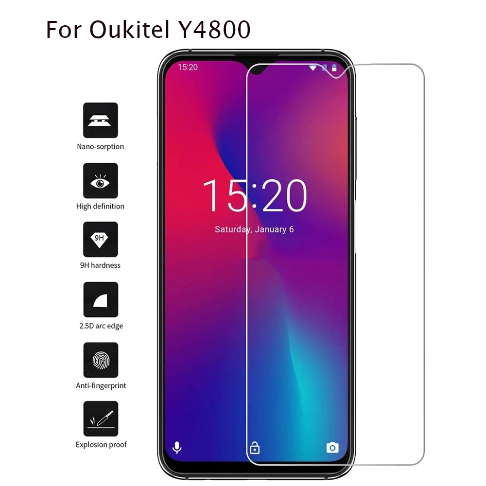 

2Pc Tempered Glass For Oukitel Y4800 Glass Protector 2.5D 9H Premium Tempered Glass For Oukitel Y4800 Protective Film