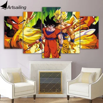 

5 piece canvas painting dragon ball Goku HD posters and prints canvas painting for living room free shipping XA-1997A