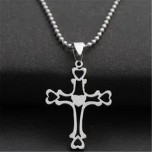 creative mens stainless steel cross pendant necklaces bead chain heart sweater necklaces for women charm choker fashion jewelry