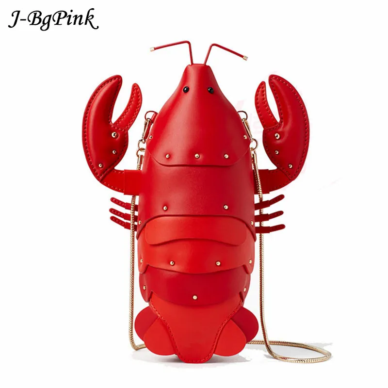 

Fun Red Lobster Chain Crossbody Bag for Women Pu Leather Small Purse Pouch Ladies Cute Shoulder Bag Female Flap Messenger Bag