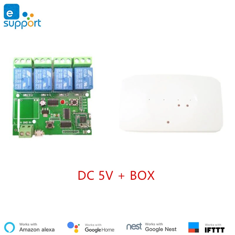 Ewelink умный USB DC5V/DC 7 V-32 V/AC 90-250 V 4 канала Интер-замок/автофиксацией/шаговым управлением/самозапирающийся wifi 4C переключатель «сделай сам» для умного дома - Комплект: DC 5V