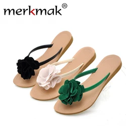 

Merkmak Shoes 2016 summer new women's shoes sweet flower flip flops shoes flip flat heel candy color slippers free shipping