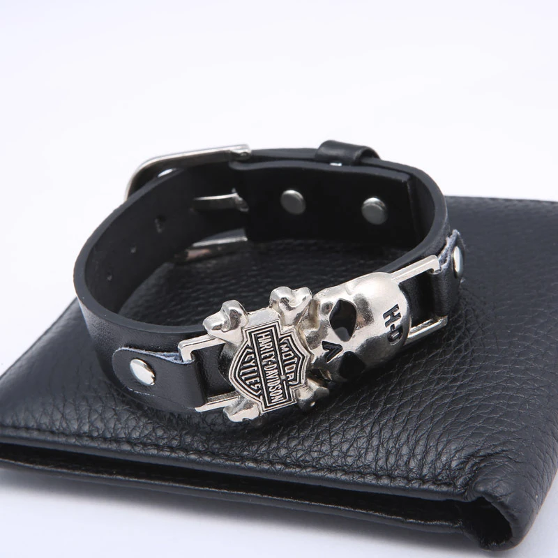 SUEF/индивидуальный европейский и американский кожаный браслет ручной работы, кожаный панк браслет с черепом, винтажный мужской браслет