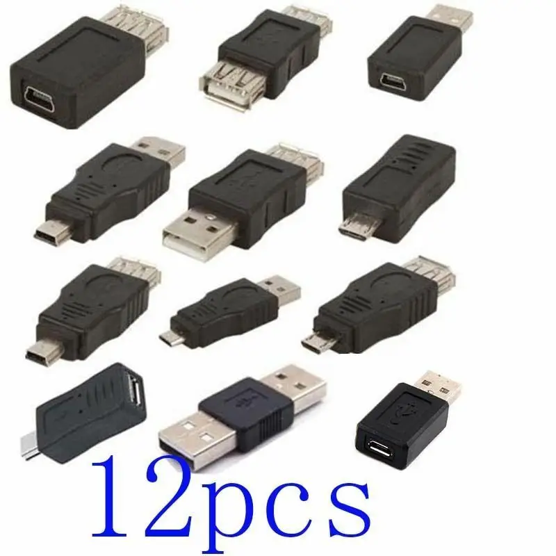 

12pcs OTG 5 Pin F/M Micro Changer Adapter Converter USB Male to Female USB New Converters