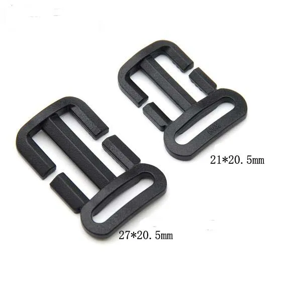 100pcs 25 / 20mm black plastic slider TriGlide buckle adjustable buckle bag luggage backpack