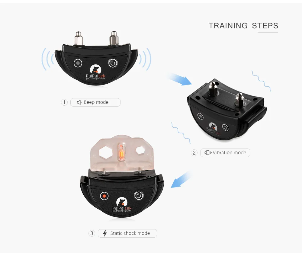 PaiPaitek PD520 перезаряжаемый и непромокаемый дистанционный ошейник для дрессировки собак с звуковым сигналом вибрация и шок электронный ошейник