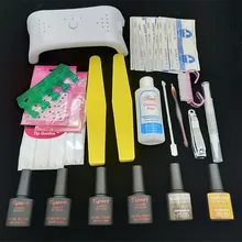 Маникюрные инструменты для ногтей 12 Вт набор УФ-ламп выберите 4 цвета 8 мл базовое верхнее покрытие отмачивающий Гель-лак для ногтей с удалителем практический набор NT03