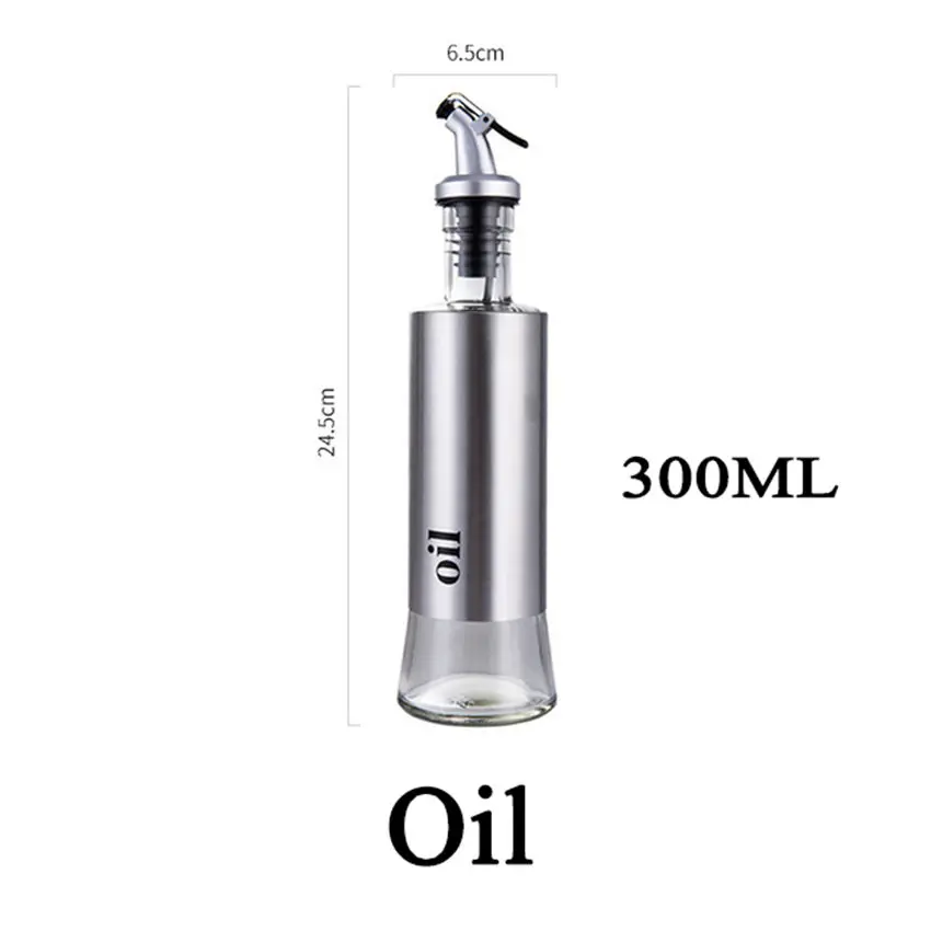 Useful 300ML Olive Oil Dispenser Bottle with Funnel Stainless Steel Oil Pourer Dispensing Bottles Oil Vinegar Sauce Bottle