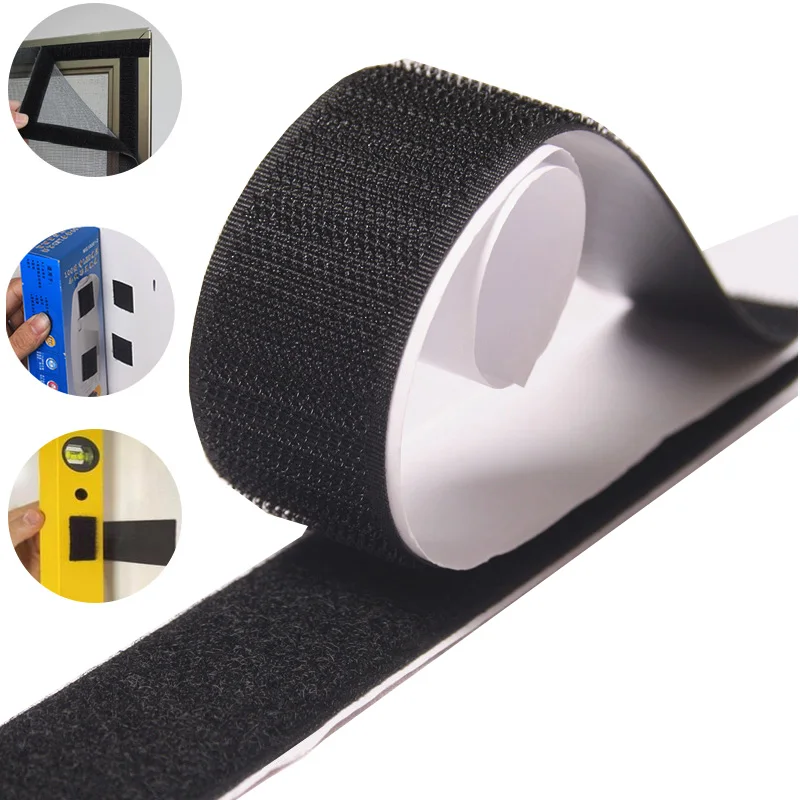 

Hook and loop 2rolls* 1 meters Sticky Self-Adhesive Magic Tape adhesive fastener grip tape Black or White
