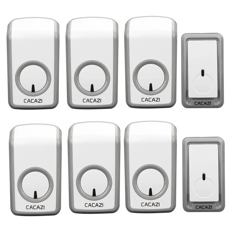 

CACAZI Wireless Waterproof Doorbell 350M Remote 2 Battery Button 6 Receiver EU Plug 48 Chime Home Cordless Bell 6 Volume
