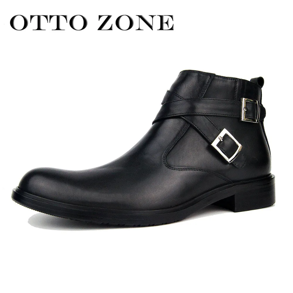OTTO ZONE Men's Chelsea Martin Boots Handmade Genuine Leather Ankle