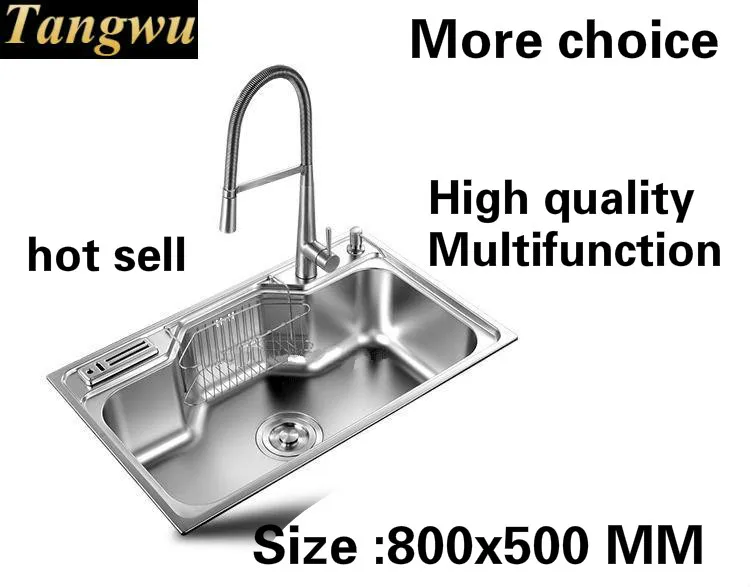 Us 393 0 50 Off Tangwu Fashionable High Grade Kitchen Sink 1 Mm Thick Food Grade 304 Stainless Steel Big Single Slot Durable 80x50x22 Cm In Kitchen