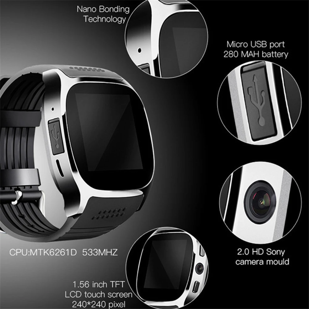 T8 Смарт часы 1 56 дюймов Led квадратная sim карта мужские Bluetooth мобильный телефон Gps