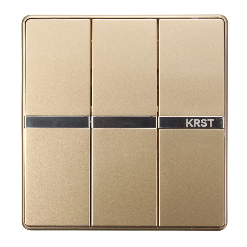 

KRST Luxury LED Lighting Switch 3 Gang 1 Way, 3 Gang 2 Way Push Button Wall Switches AC 250V 10A 86x86mm Popular