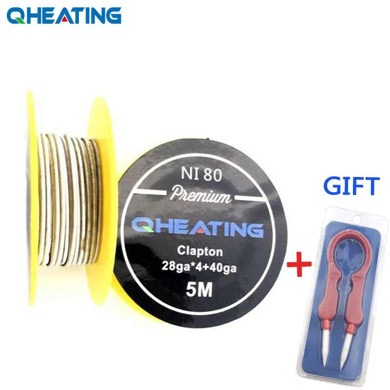 

Qheating Excellent heating close winding Ni80 clapton wire 26ga*4+40ga and 28ga*4+40ga 5M for Electronic Cigarette RDA RBA coils