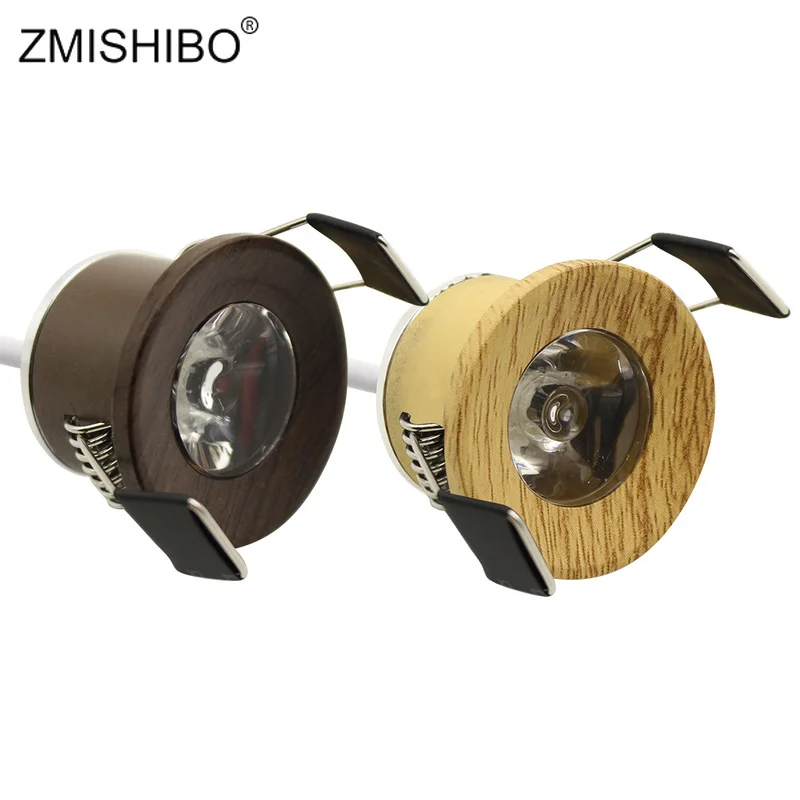 

ZMISHIBO LED Recessed Ceiling Spot Light Wooden Frame Mini Downlights 1.5W 27mm Cut Hole Size 100lm 110V-220V Under Cabinet Lamp