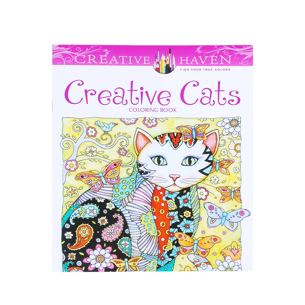 

1pc Creative Cat Fun Designs Stress Relief Coloring Book Mandalas Animals Relieve Stress for Kids Adult Coloring Book 25*25cm