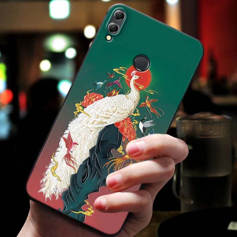 

Chinese Sayings Fair peacock in heaven Arts phone case For Huawei nova 3 nova3 High-end Emboss case cover