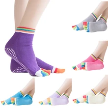 3 пара/лот женские носки для йоги противоскользящие пять пальцев лодыжки носки с захватами силиконовый слой против скольжения 5 пальцев раздельные хлопковые носки Пилатес