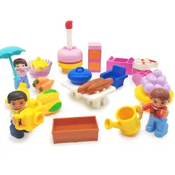Большие строительные блоки еда столы стулья кирпичи торт мебель аксессуар для девочек DIY игрушки Совместимость с Duplo город наборы дети