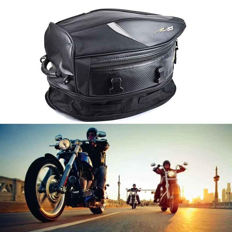Carbon Fiber Motorcycle Rear Tail Bag Rear Seat Bags Backpack