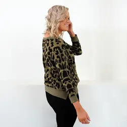 Женская одежда Стиль Классический Леопардовый пуловер Женская толстовка Весна Осень Повседневная с длинным рукавом с круглым вырезом