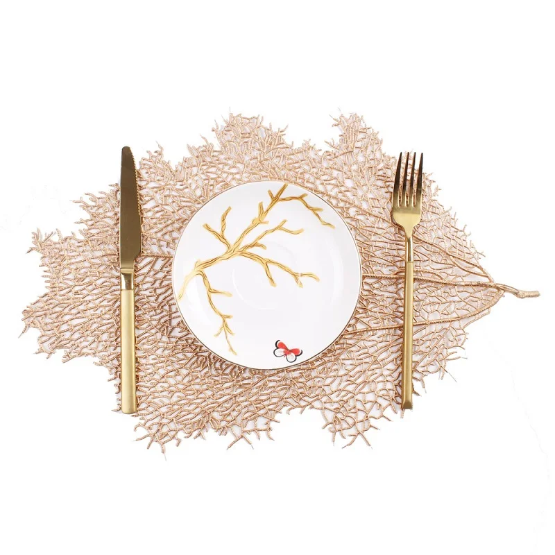 

Dining Table Simulation Coral Branch Placemat For Dining Table Tea Coffee Coaster Gold Table Mat Insulation Pads