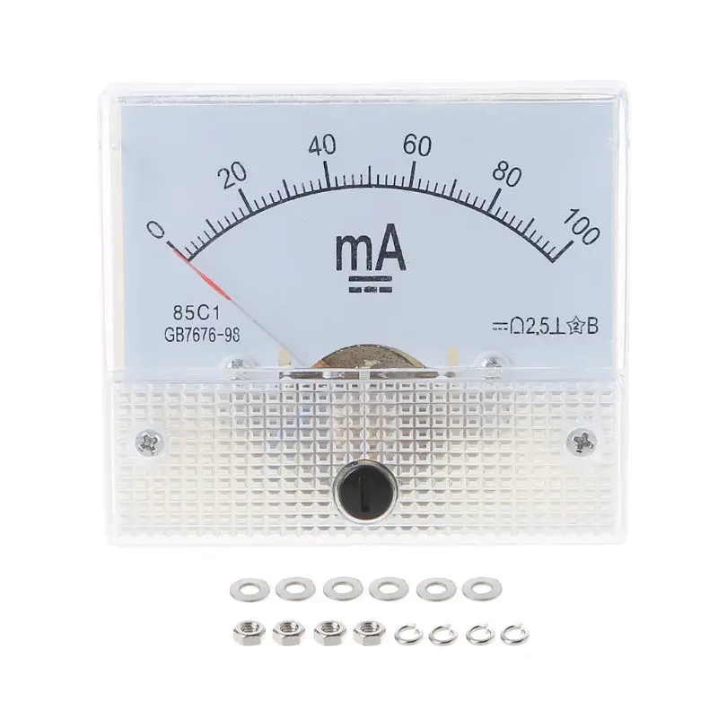 

Mechanical Pointer Type Ammeter DC Analog Current Meter Panel AMP Gauge 1A/2A/3A/30A/50A/100A/50mA/100mA/200mA/500mA