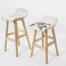 Wooden legs bar chairs multi-color optional European popular cafe stools for retail and wholesale butterfly gray green color
