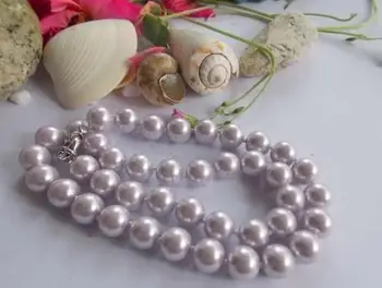 

vogue popular 10mm Light Purple South Sea Shell Pearl Round Necklace 18"AAA