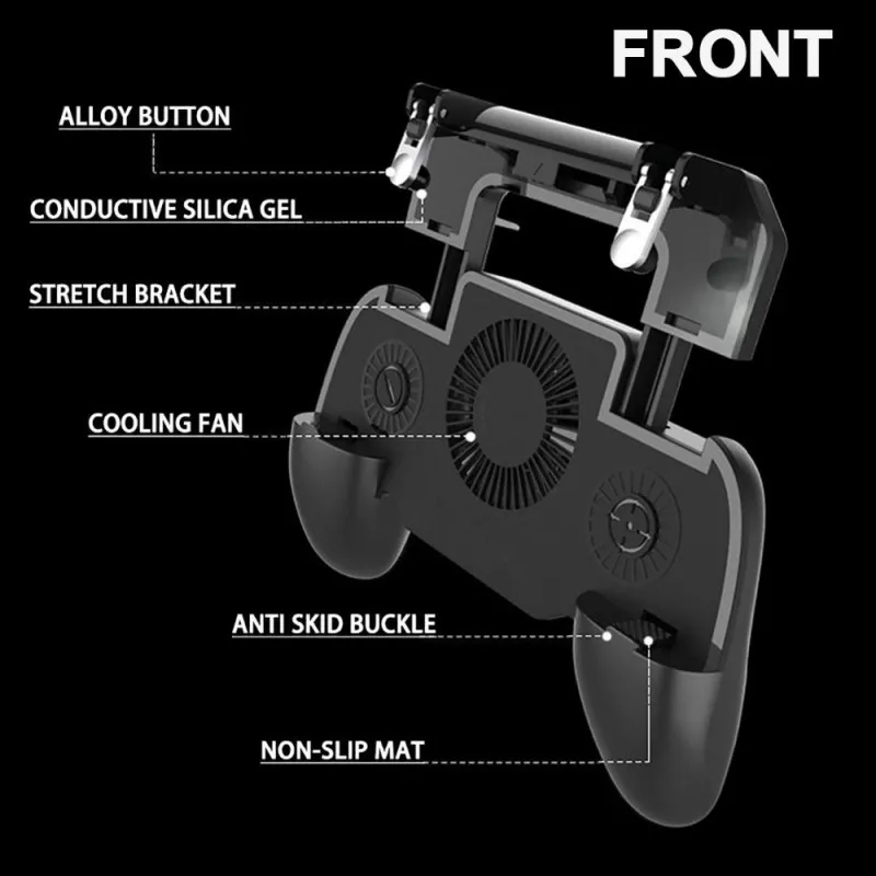  3 in 1 Mobile Phone Gamepad Controller Trigger Joystick Cooler Fan with 2000mah Power Bank For PUBG